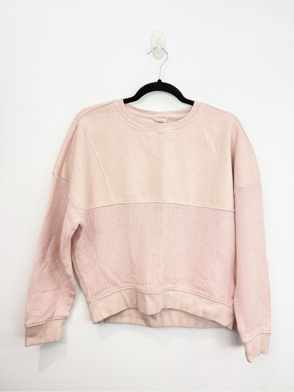 Anthropologie Pilcro Pink Mixed Rib Sweatshirt Size XXS - Picture 3 of 8
